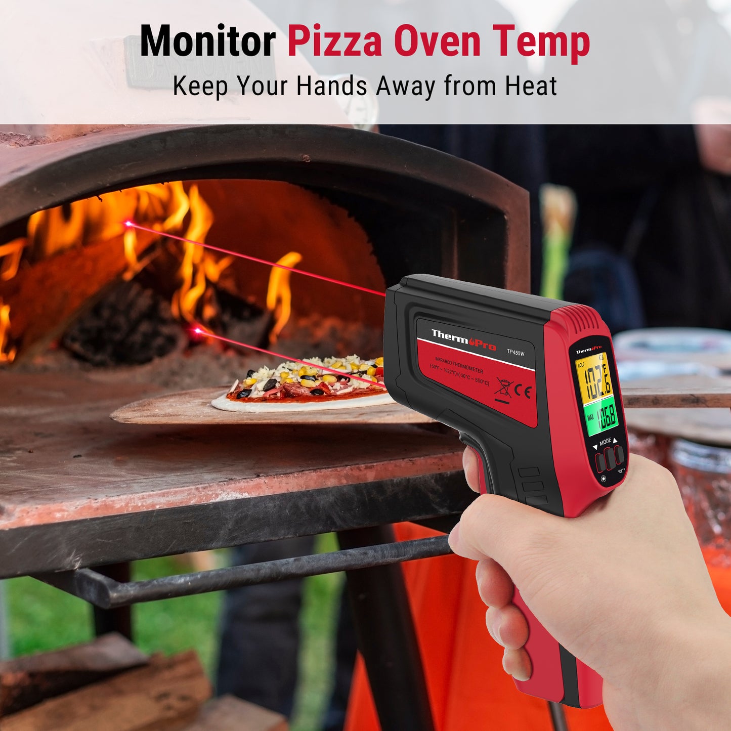 Thermopro Tp450w Dual Laser Temperature Gun For Cooking, Digital Infrared  Thermometer For Pizza Oven Grill, Laser Thermometer Gun : Target