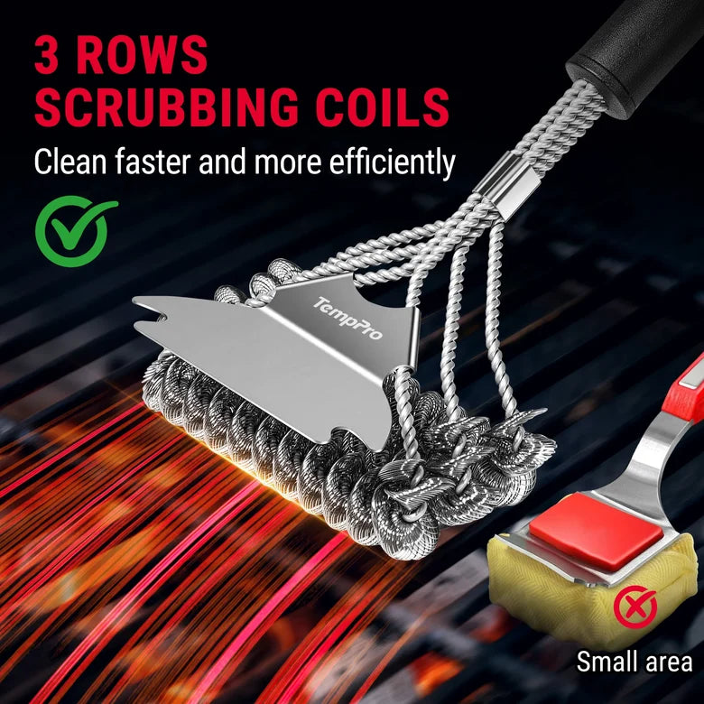 TempPro AGT300 Bristle-Free BBQ Grill Cleaning Brush