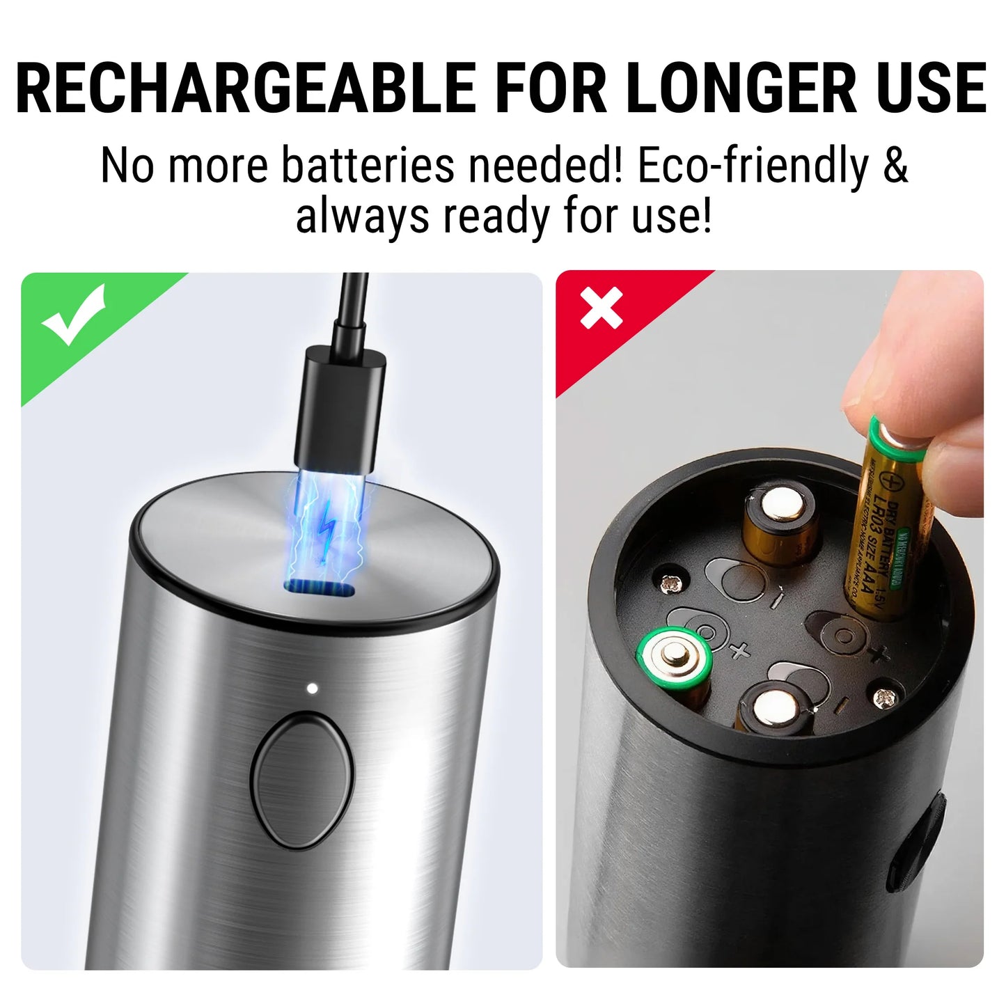 ThermoPro APG710-2 2-Pack Electric One-Handed Salt & Pepper Grinder Set