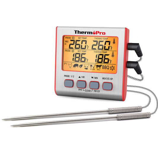 ThermoPro 2-Probe 500 ft. Truly Wireless Meat Thermometer, Red